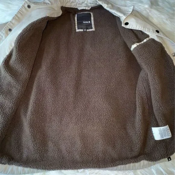 Hurley Men's Sherpa Lined Utility Military Jacket Tan Size S Casual Mid-Length - Picture 3 of 14